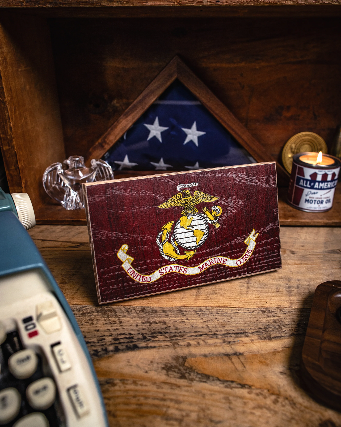 Marine Corps Wooden Desk Flag – Oak | Shop250America