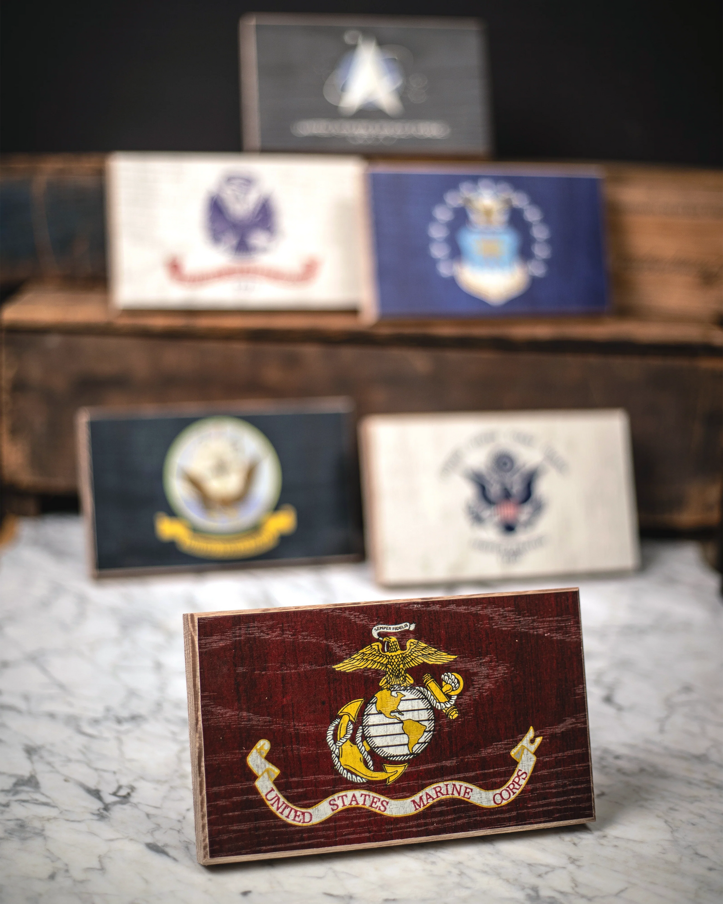Marine Corps Wooden Desk Flag – Oak | Shop250America