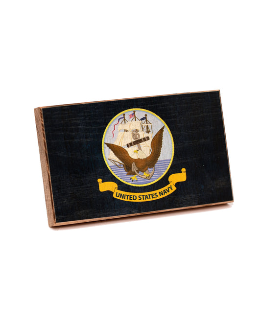 Navy Wooden Desk Flag – American Oak | Shop250America
