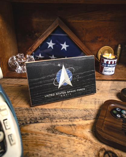 Space Force Wooden Desk Flag – American Oak | Shop250America