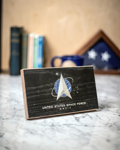 Space Force Wooden Desk Flag – American Oak | Shop250America