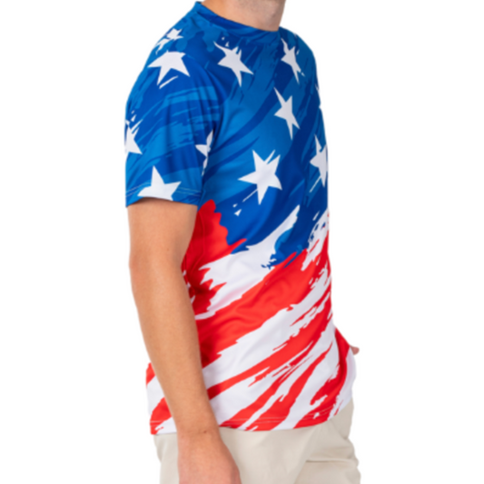 Men's Patriotic USA Quick-Dry Jersey T-Shirt - American Flag Design