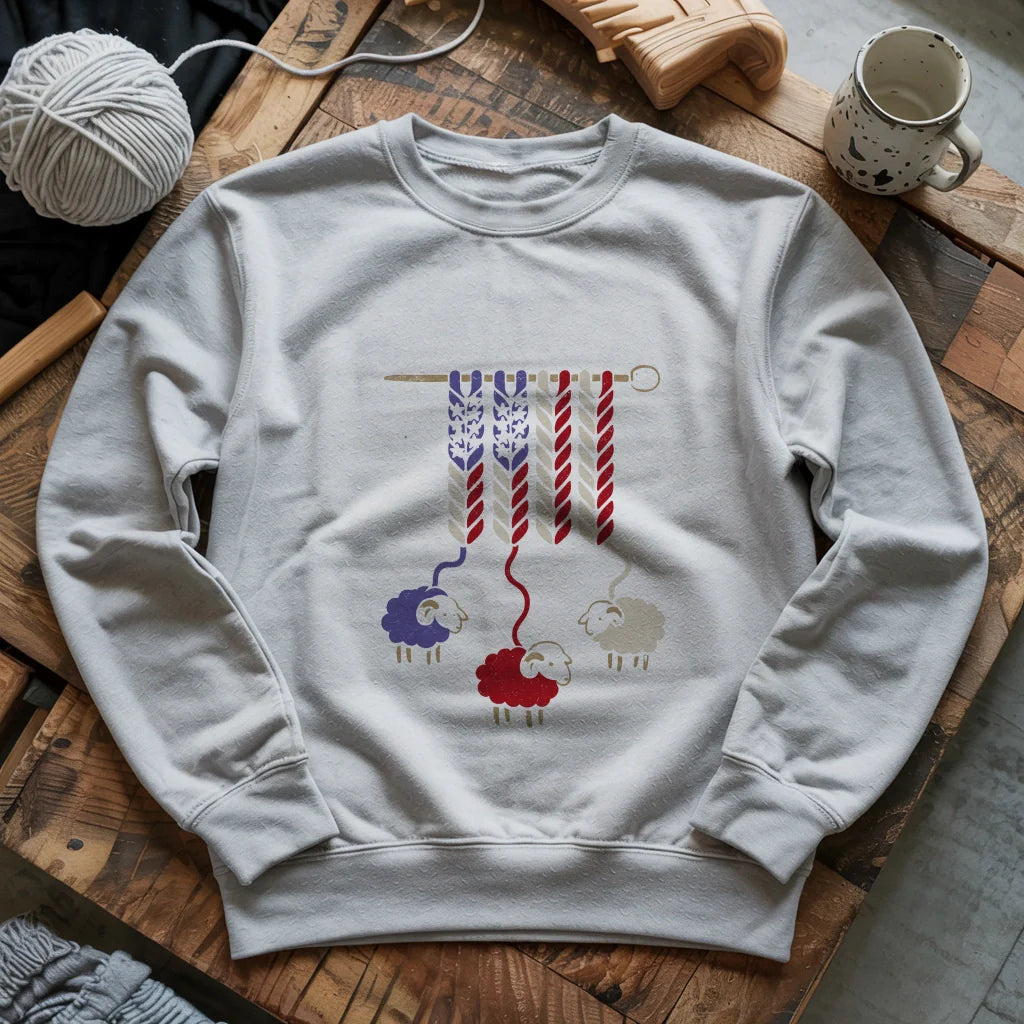 America Wool Sweatshirt - Patriotic Yarn Art Design for Knitters & Crocheters