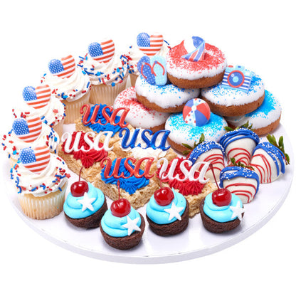 I Love the USA Cupcake Rings 144 Count - Patriotic Heart Cake Toppers