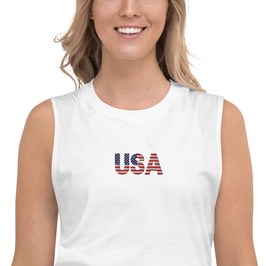 Suns Out Guns Out Muscle Shirt | Embroidered Patriotic Tank