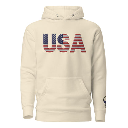 USA Large Embroidery Hoodie | Patriotic Unisex Apparel