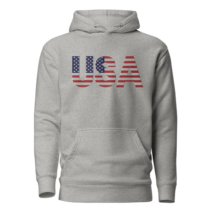 USA Large Embroidery Unisex Hoodie | Patriotic Apparel