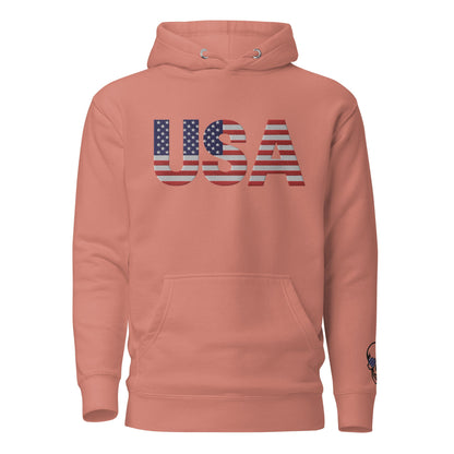 USA Large Embroidery Hoodie | Patriotic Unisex Apparel