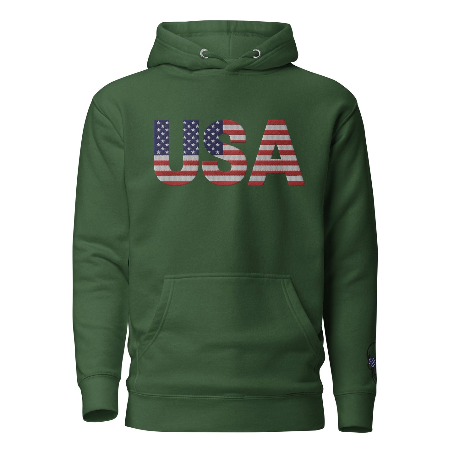 USA Large Embroidery Hoodie | Patriotic Unisex Apparel