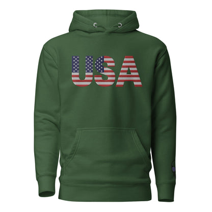 USA Large Embroidery Hoodie | Patriotic Unisex Apparel