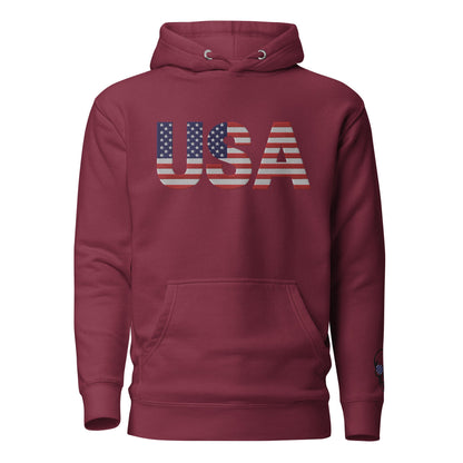 USA Large Embroidery Hoodie | Patriotic Unisex Apparel