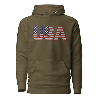 USA Large Embroidery Unisex Hoodie | Patriotic Apparel