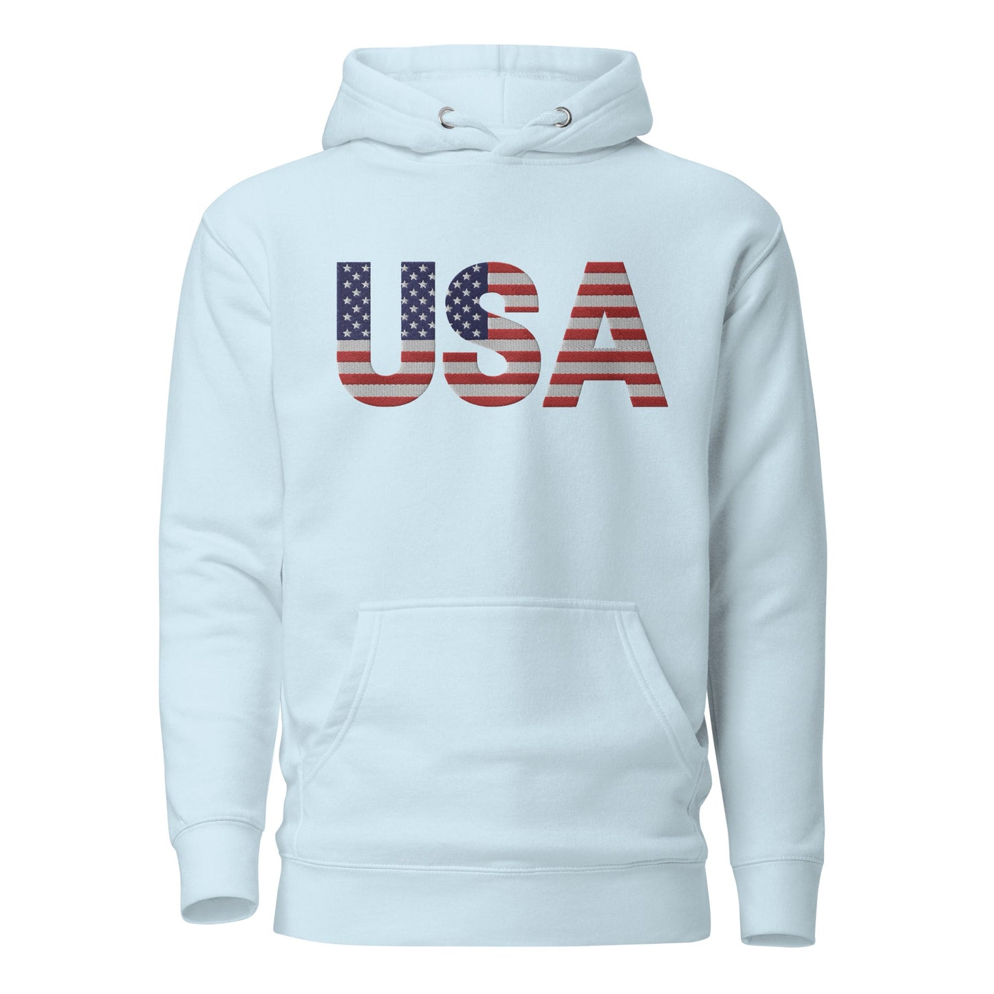 USA Large Embroidery Unisex Hoodie | Patriotic Apparel