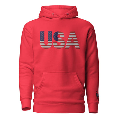 USA Large Embroidery Hoodie | Patriotic Unisex Apparel
