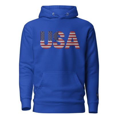 USA Large Embroidery Hoodie | Patriotic Unisex Apparel