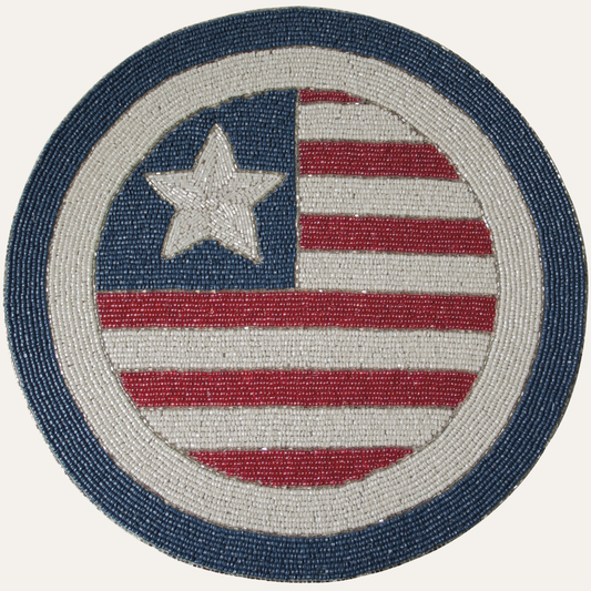 USA Flag Round Beaded Placemats