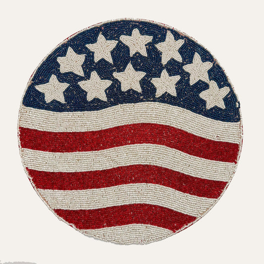 USA Flag Round Beaded Placemats