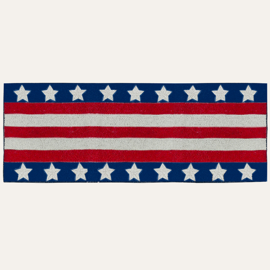USA Flag Beaded Table Runner 13 x 35