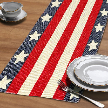 USA Flag Beaded Table Runner 13 x 35