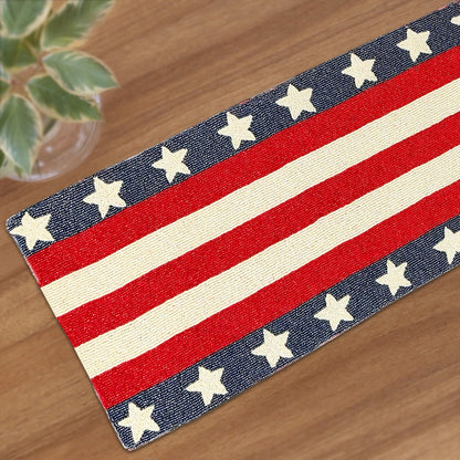 USA Flag Beaded Table Runner 13 x 35