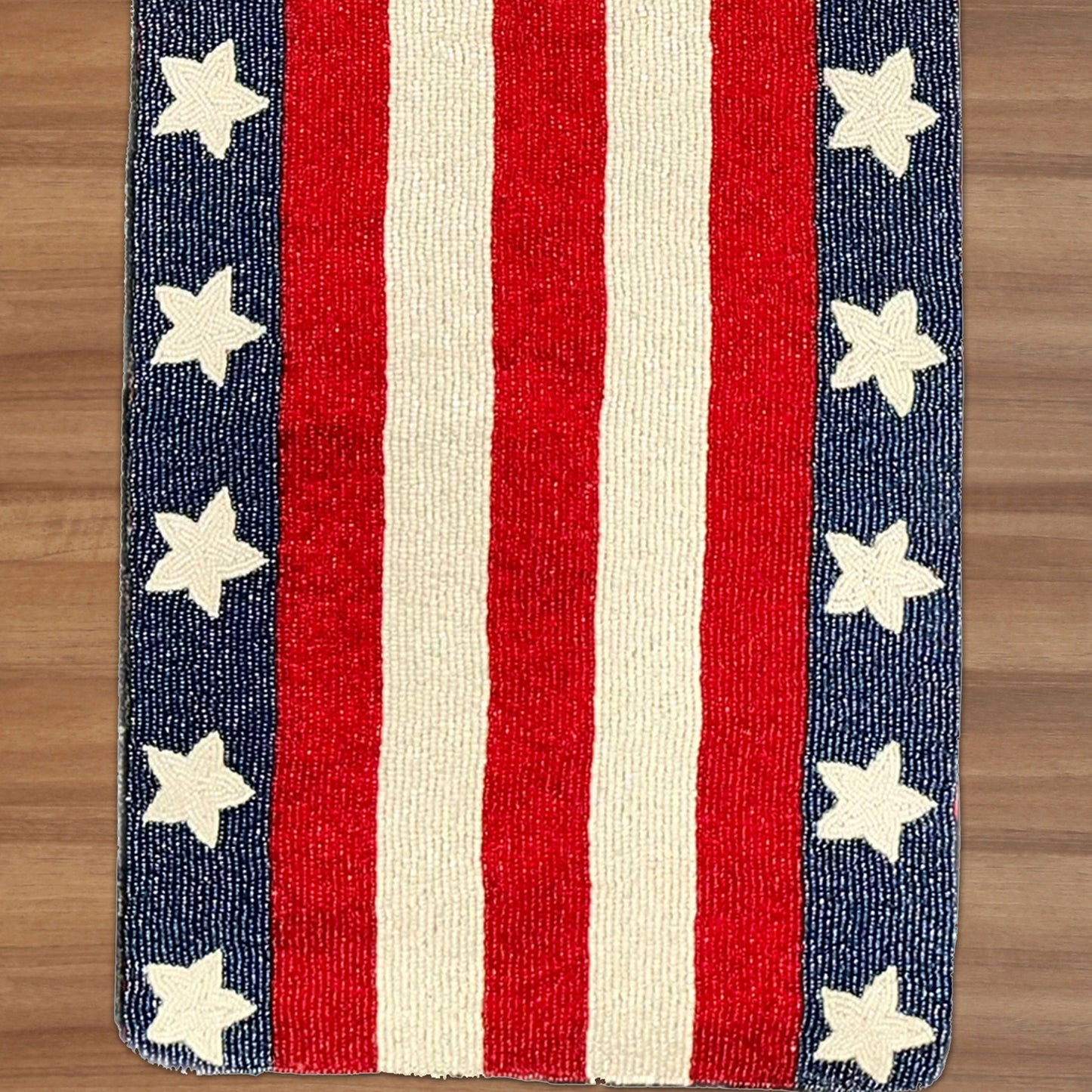 USA Flag Beaded Table Runner 13 x 35