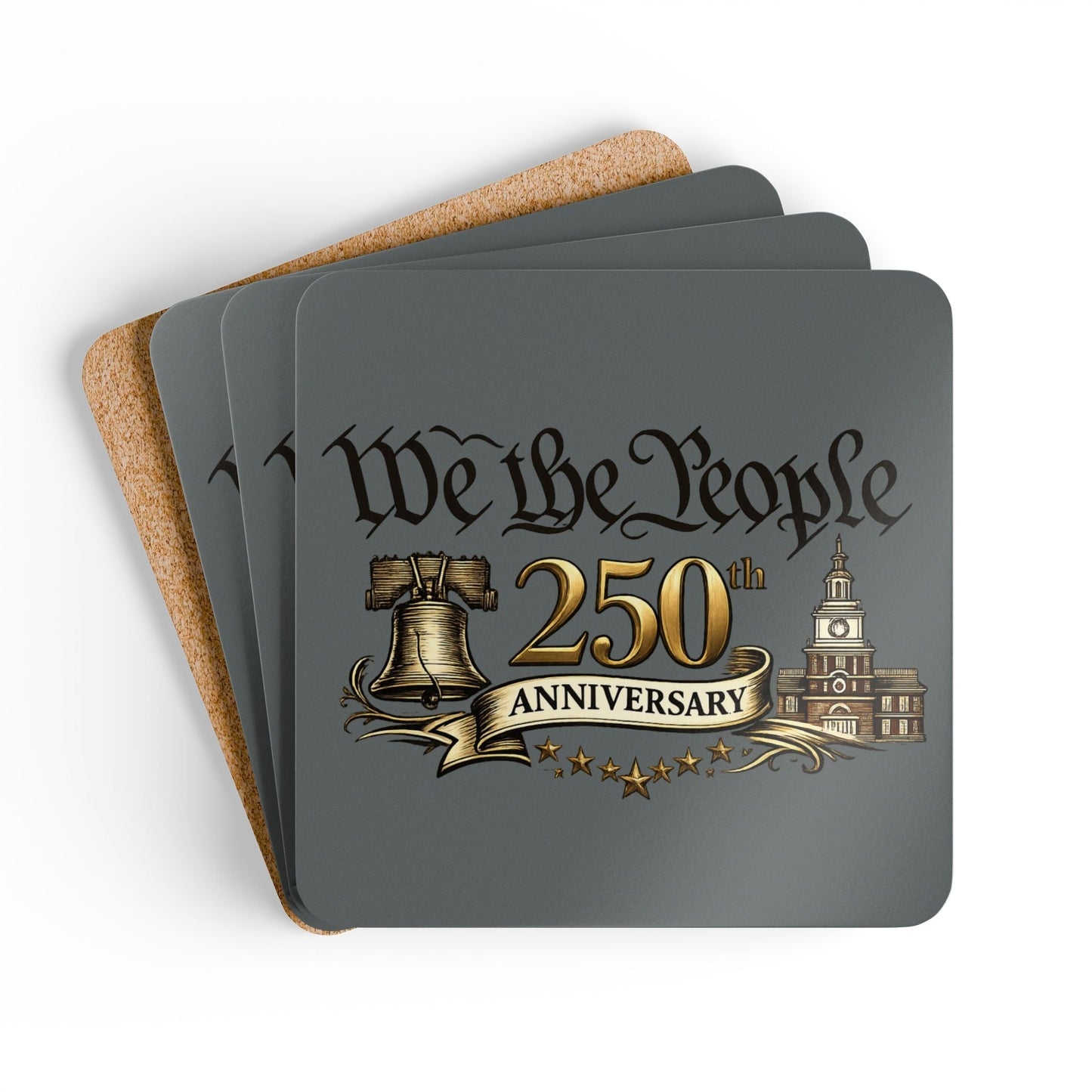 We the People 250th Anniversary Cork Coaster Set