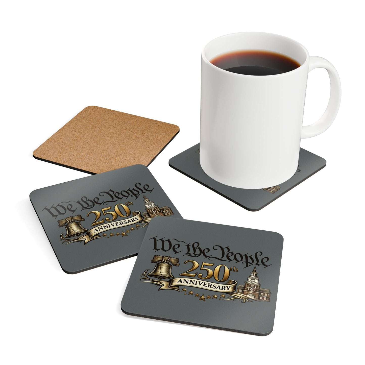 We the People 250th Anniversary Cork Coaster Set