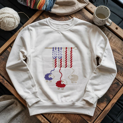 America Wool Sweatshirt - Patriotic Yarn Art Design for Knitters & Crocheters