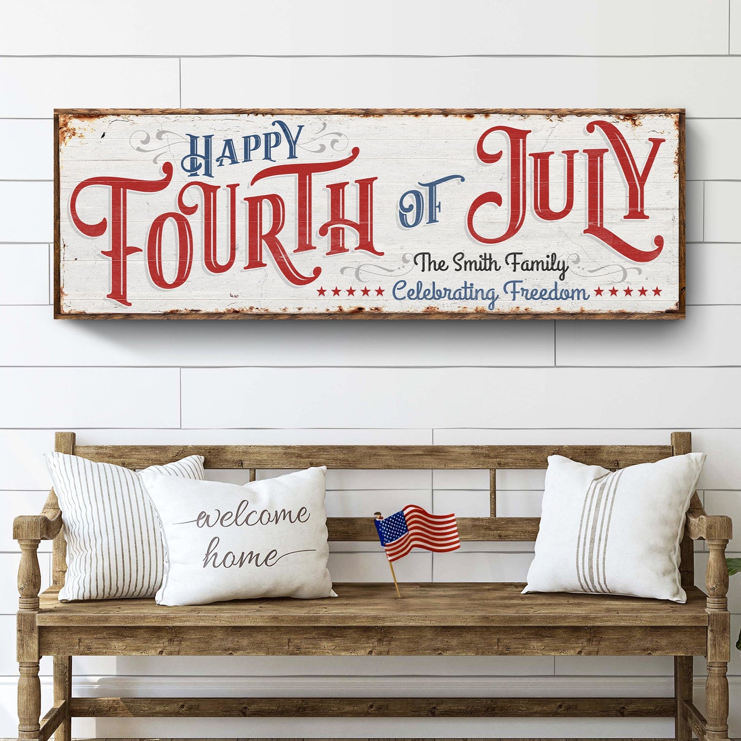 Happy 4th of July Personalized Canvas Decor – Independence Day Wall Art